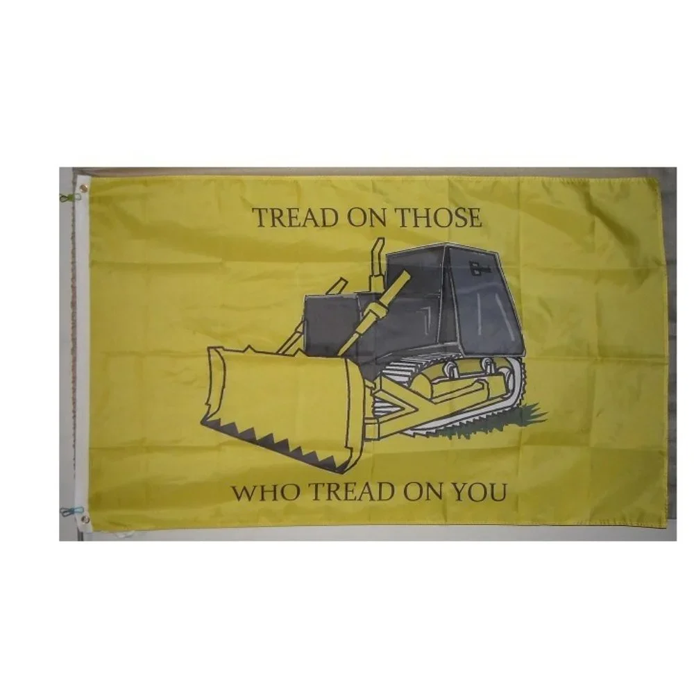 Killdozer Tread On Those Who Tread on You 3'x5' yellow Flag banner Gadsden